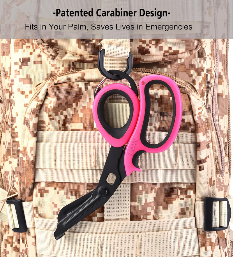 MEUUT 2 Pack Medical Scissors Trauma Shears with Carabiner design for left and right hand, 7.5" Fluoride Coated Non-stick Blades Bandage Scissor for Nurses, EMT, Household, outdoors - Image 3